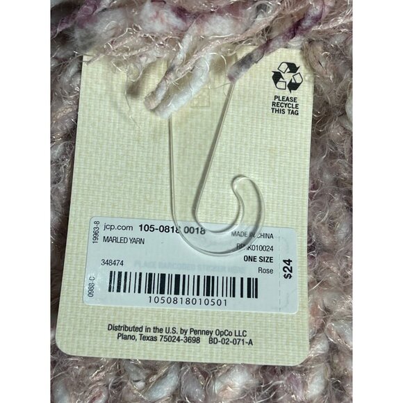 a.n.a Womens Pink Marled Yarn Pom-Pom Beanie Hat One Size - Picture 6 of 6